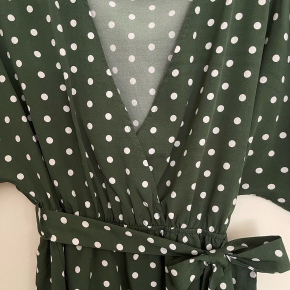 SHEIN dark green & white polka dot dress - Picture 3 of 6